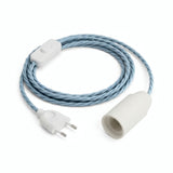 Lampe baladeuse câble textile torsadé, coton bleu océan, douille E14