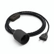 Lampe baladeuse câble textile torsadé, coton noir charbon, douille E27