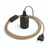 Lampe baladeuse câble textile torsadé, jute naturel, douille E27