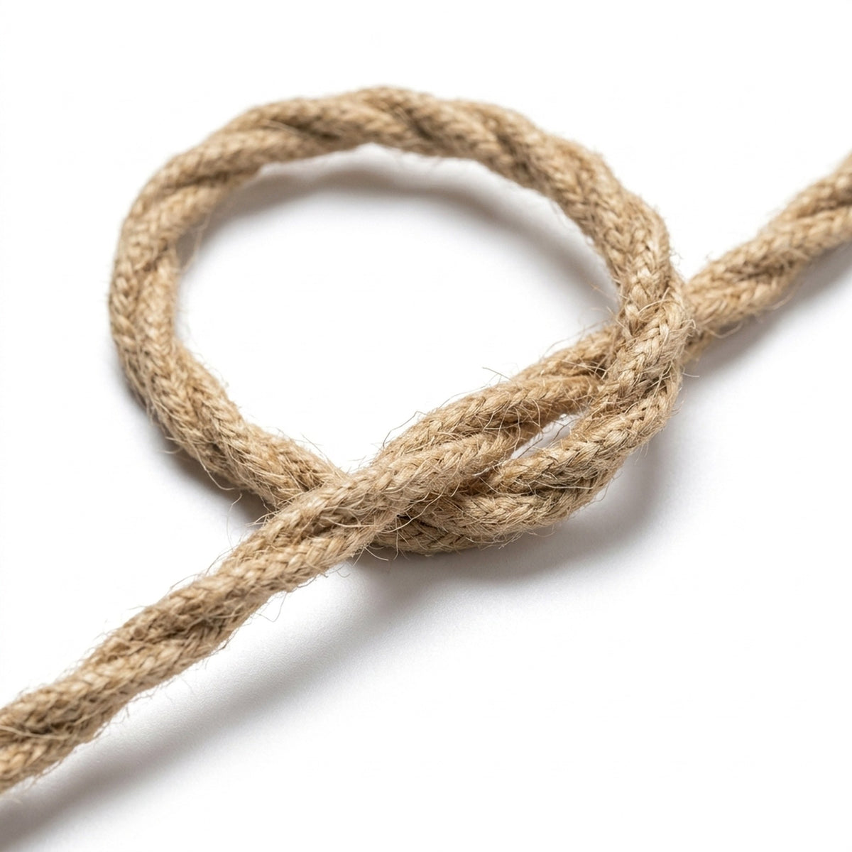 Gros plan du câble textile torsadé, jute naturel