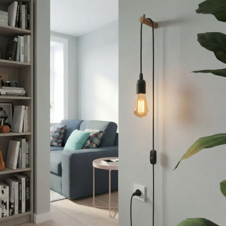 Lampe baladeuse câble textile uni, mise en situation