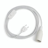 Lampe baladeuse câble textile uni, coton blanc optique, douille E14