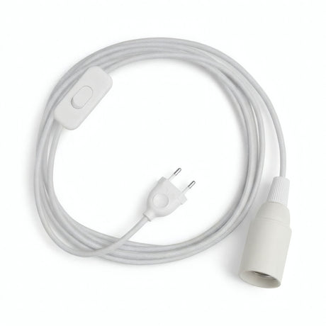 Lampe baladeuse câble textile uni, coton blanc optique, douille E14
