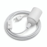 Lampe baladeuse câble textile uni, coton blanc optique, douille E27