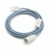 Lampe baladeuse câble textile uni, coton bleu océan, douille E14