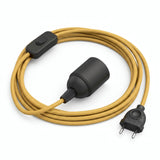 Lampe baladeuse câble textile uni, effet soie jaune moutarde, douille E27