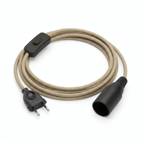 Lampe baladeuse câble textile uni, jute naturel, douille E14