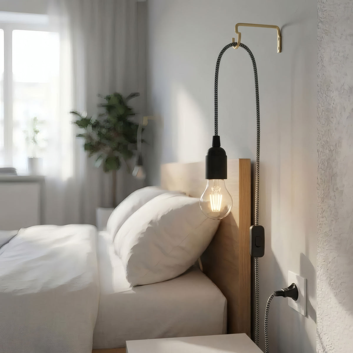 Lampe baladeuse câble textile zigzag, mise en situation