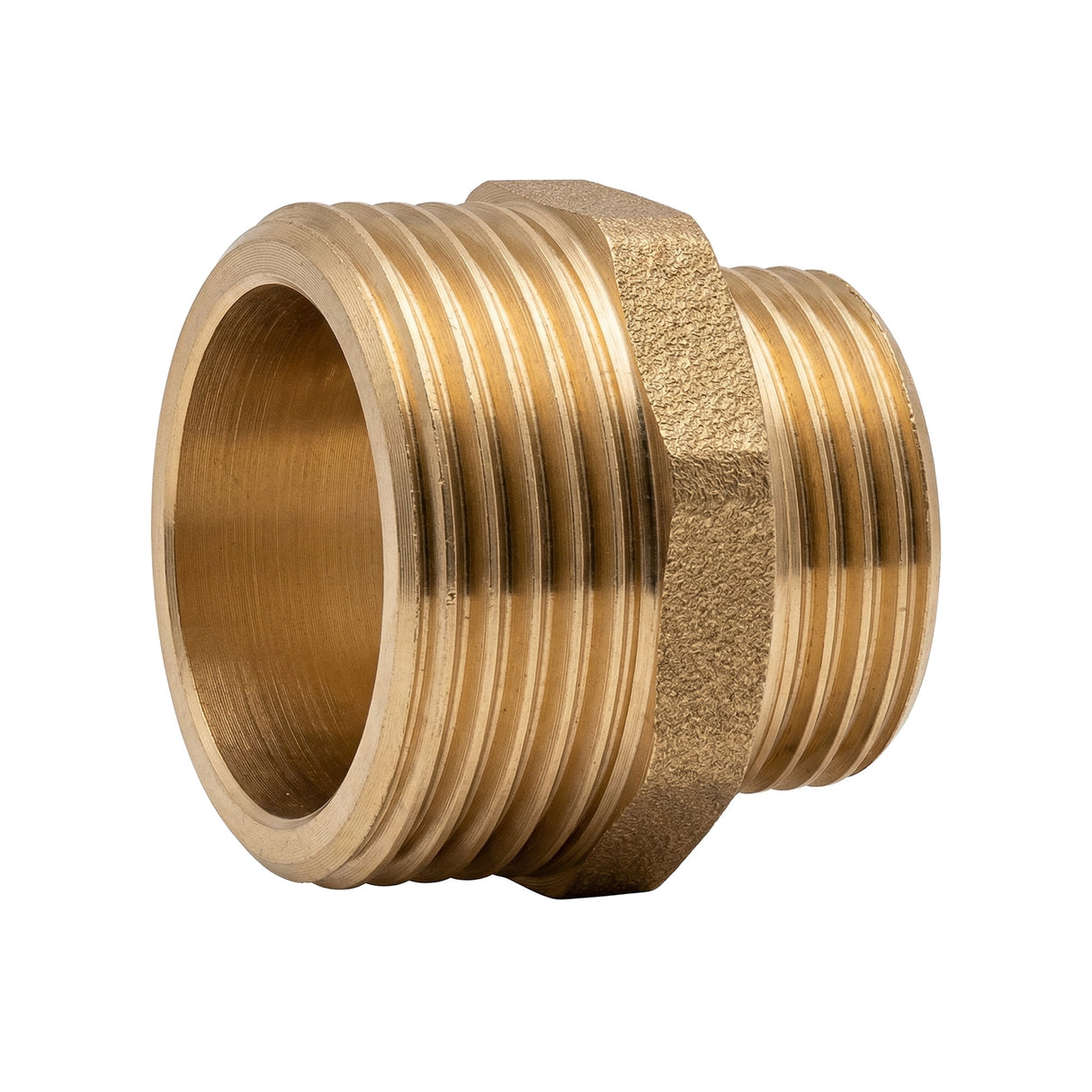 Mamelon réduit mâle-mâle en laiton CW617N BSP - vue de face