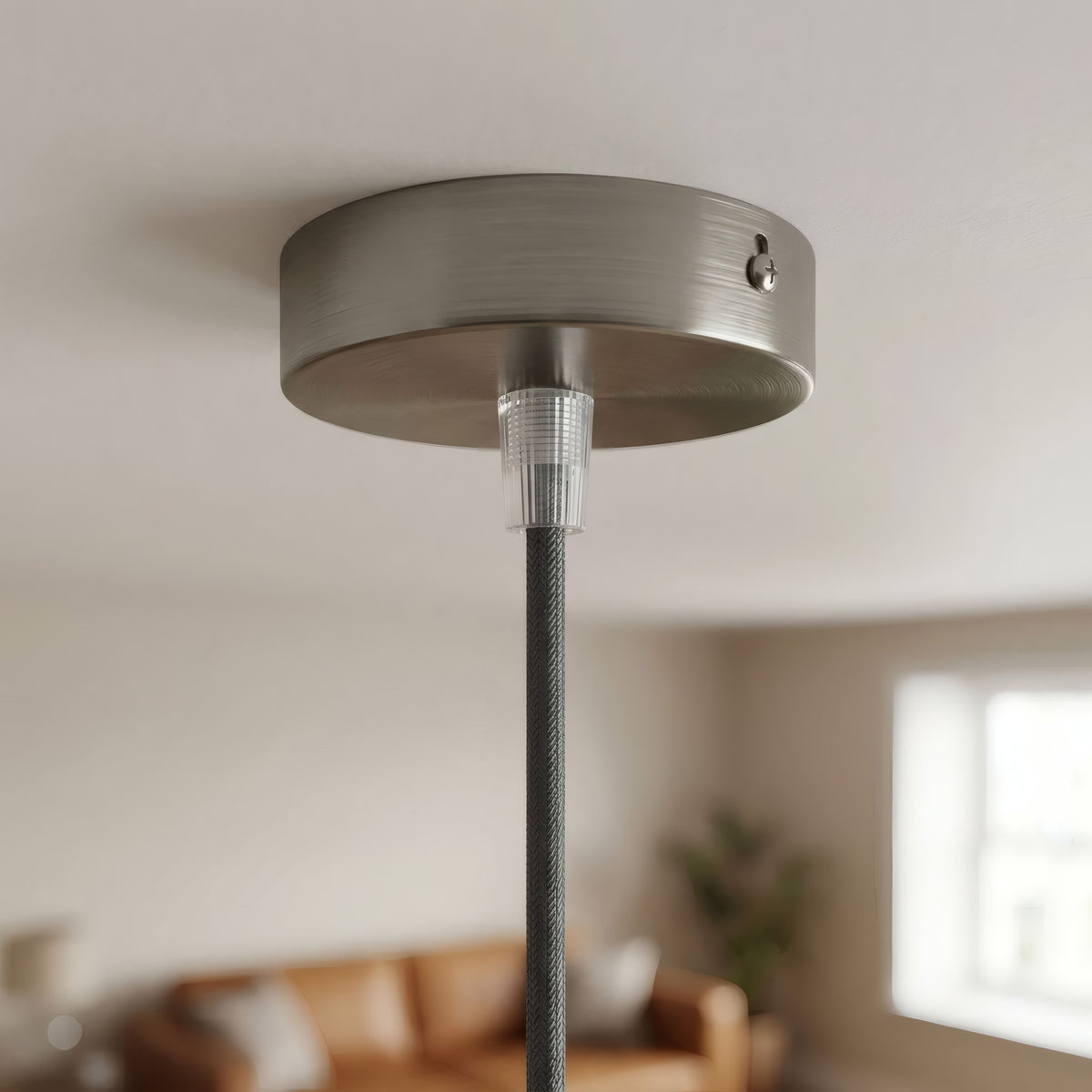 Mini rosace cylindrique en métal, Ø 83 mm — 1 trou central / Conique thermoplastique / Titane satiné