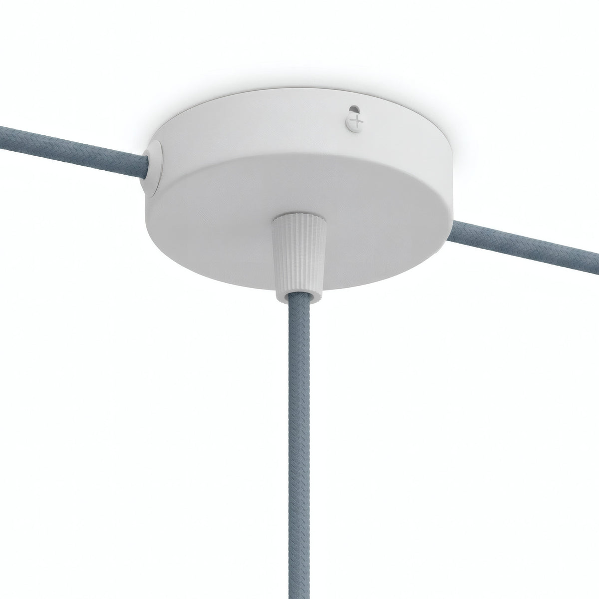 Mini rosace cylindrique en métal, Ø 83 mm — 1 trou central et 2 latéraux / Conique thermoplastique / Blanc mat