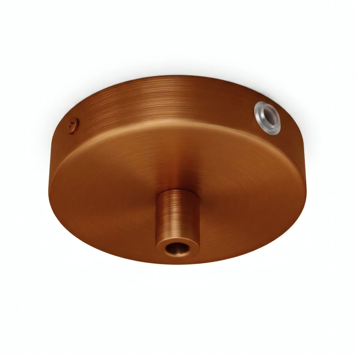 Mini rosace cylindrique en métal, Ø 83 mm — 1 trou central et 2 latéraux / Cylindrique métal / Cuivre satiné