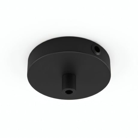 Mini rosace cylindrique en métal, Ø 83 mm — 1 trou central et 2 latéraux / Cylindrique métal / Noir