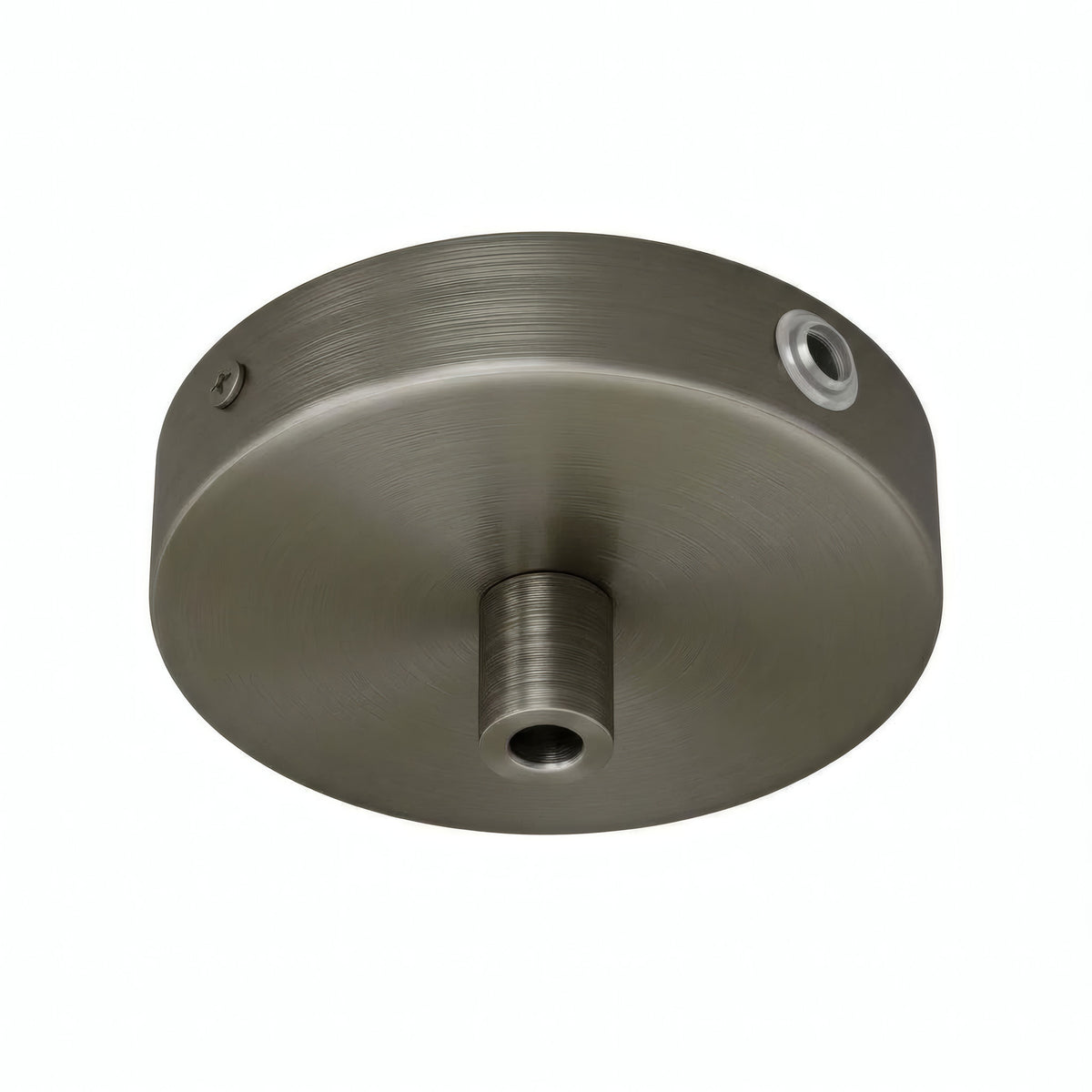 Mini rosace cylindrique en métal, Ø 83 mm — 1 trou central et 2 latéraux / Cylindrique métal / Titane satiné