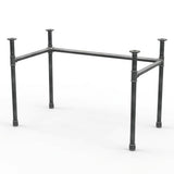 Piètement de bureau en U à traverse haute, fonte et acier Ø 34 mm, vue de trois quarts sur fond blanc (plateau non fourni)