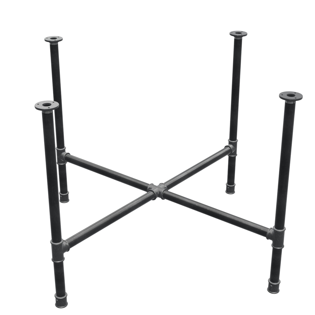 Piètement de table à manger, pieds en croix, fonte et acier Ø 34 mm, 116 × 116 cm, hauteur 75 cm