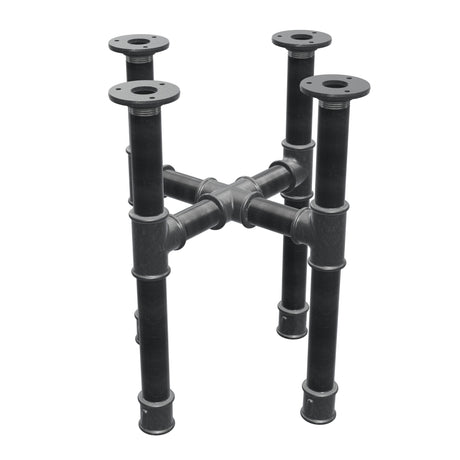 Piètement de table basse, pieds en croix, fonte et acier Ø 34 mm, 36 × 36 cm, hauteur 42 cm