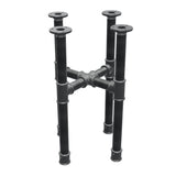 Piètement de table basse, pieds en croix, fonte et acier Ø 34 mm, 36 × 36 cm, hauteur 52 cm