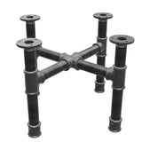Piètement de table basse, pieds en croix, fonte et acier Ø 34 mm, 46 × 46 cm, hauteur 32 cm