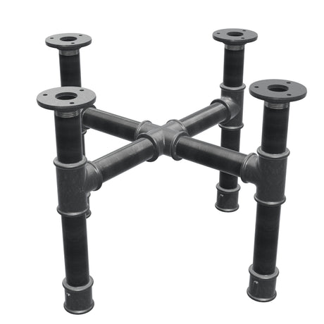 Piètement de table basse, pieds en croix, fonte et acier Ø 34 mm, 46 × 46 cm, hauteur 32 cm