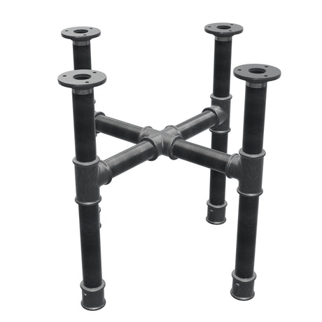 Piètement de table basse, pieds en croix, fonte et acier Ø 34 mm, 46 × 46 cm, hauteur 42 cm