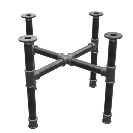 Piètement de table basse, pieds en croix, fonte et acier Ø 34 mm, 56 × 56 cm, hauteur 42 cm