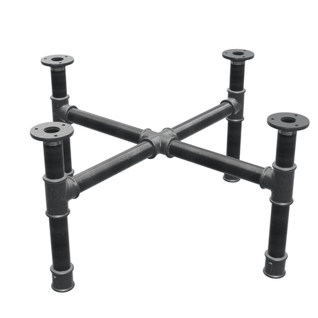 Piètement de table basse, pieds en croix, fonte et acier Ø 34 mm, 66 × 66 cm, hauteur 32 cm