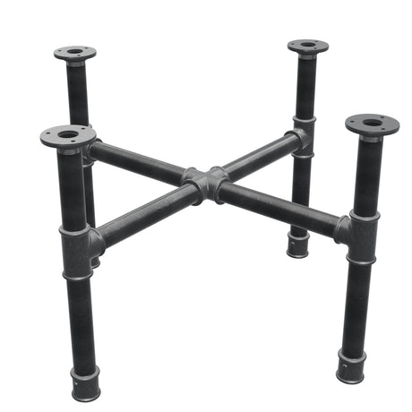 Piètement de table basse, pieds en croix, fonte et acier Ø 34 mm, 66 × 66 cm, hauteur 42 cm