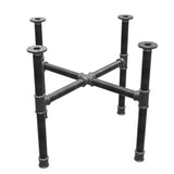 Piètement de table basse, pieds en croix, fonte et acier Ø 34 mm, 66 × 66 cm, hauteur 52 cm