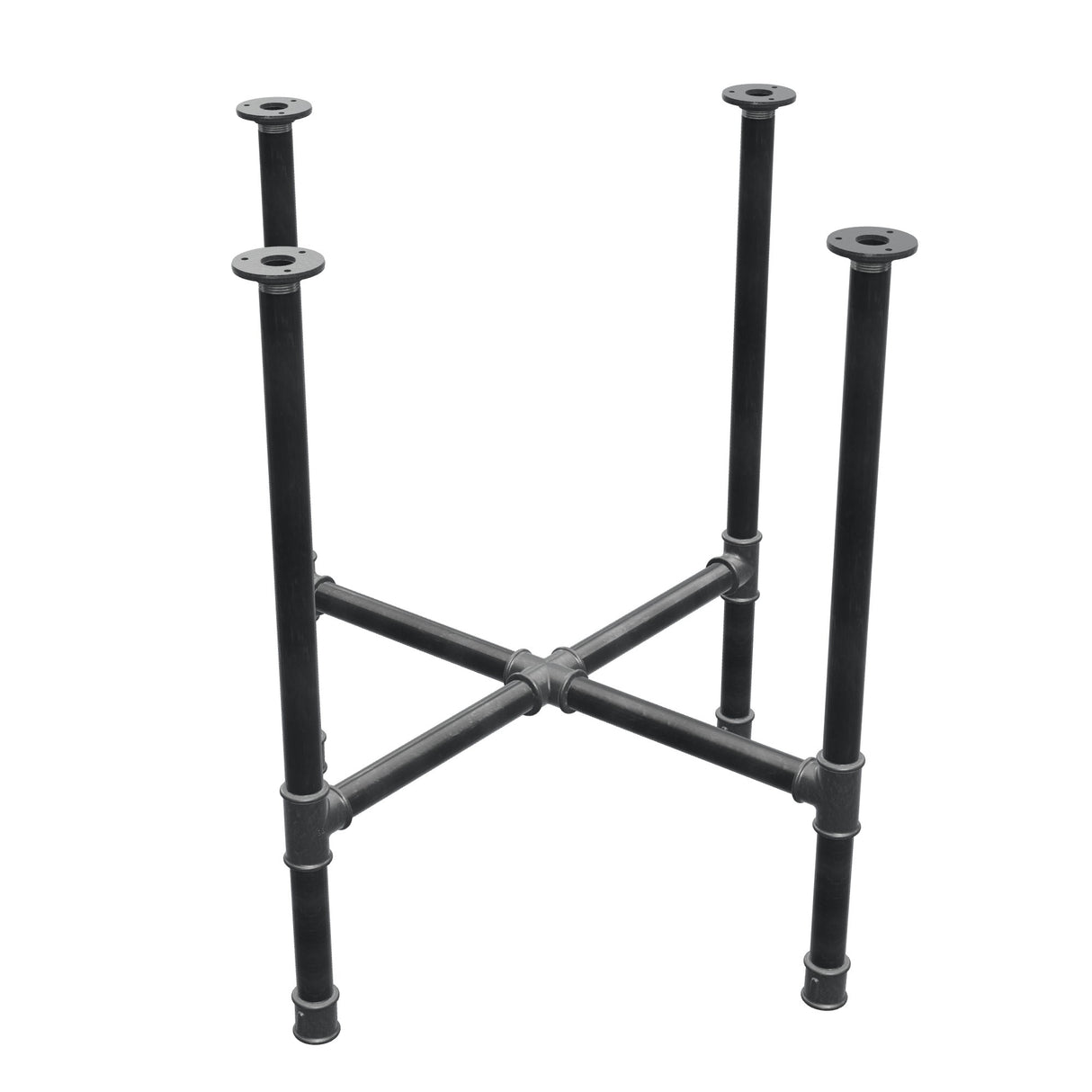Piètement de table à manger, pieds en croix, fonte et acier Ø 34 mm, 76 × 76 cm, hauteur 75 cm