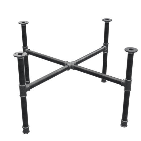 Piètement de table basse, pieds en croix, fonte et acier Ø 34 mm, 96 × 96 cm, hauteur 52 cm