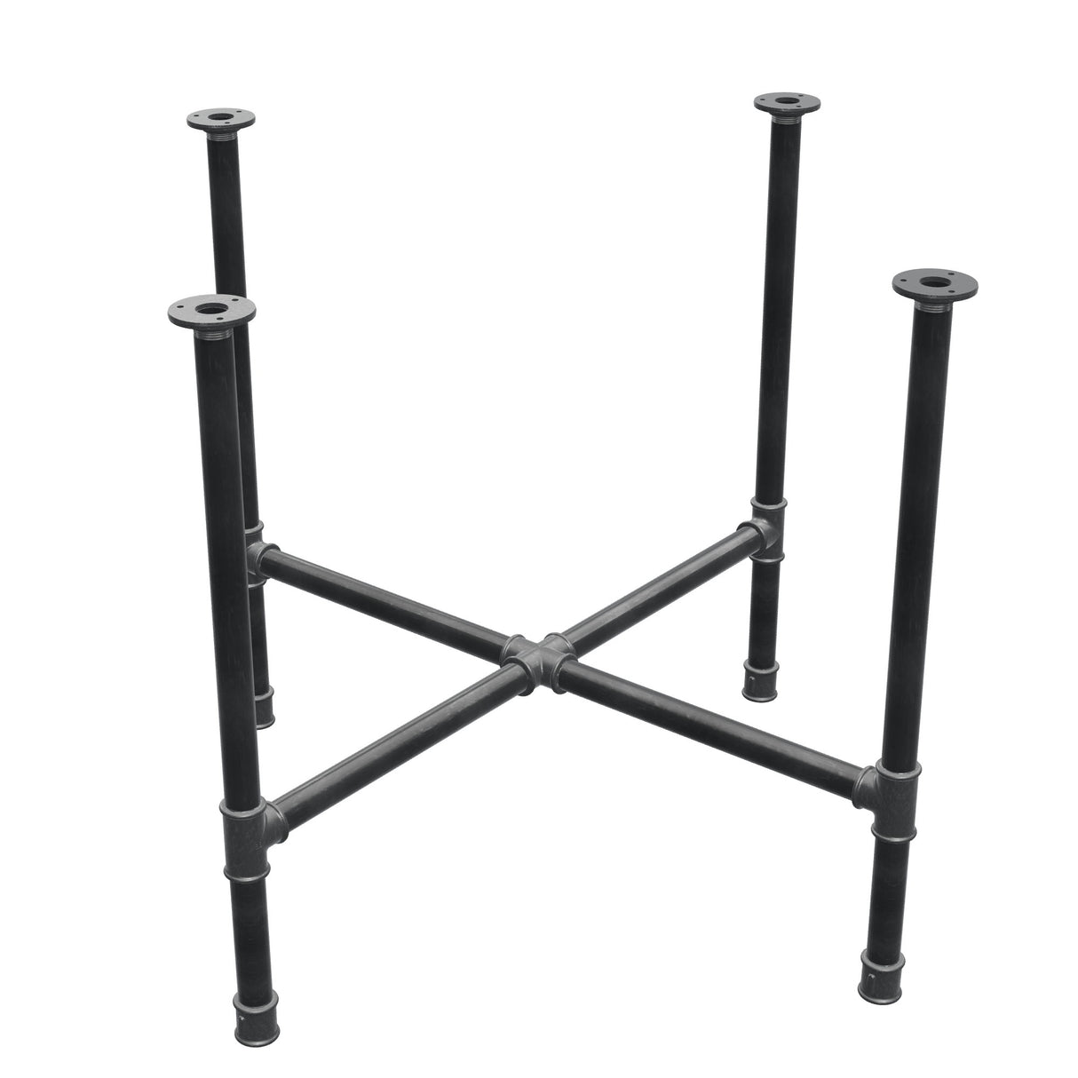 Piètement de table à manger, pieds en croix, fonte et acier Ø 34 mm, 96 × 96 cm, hauteur 75 cm