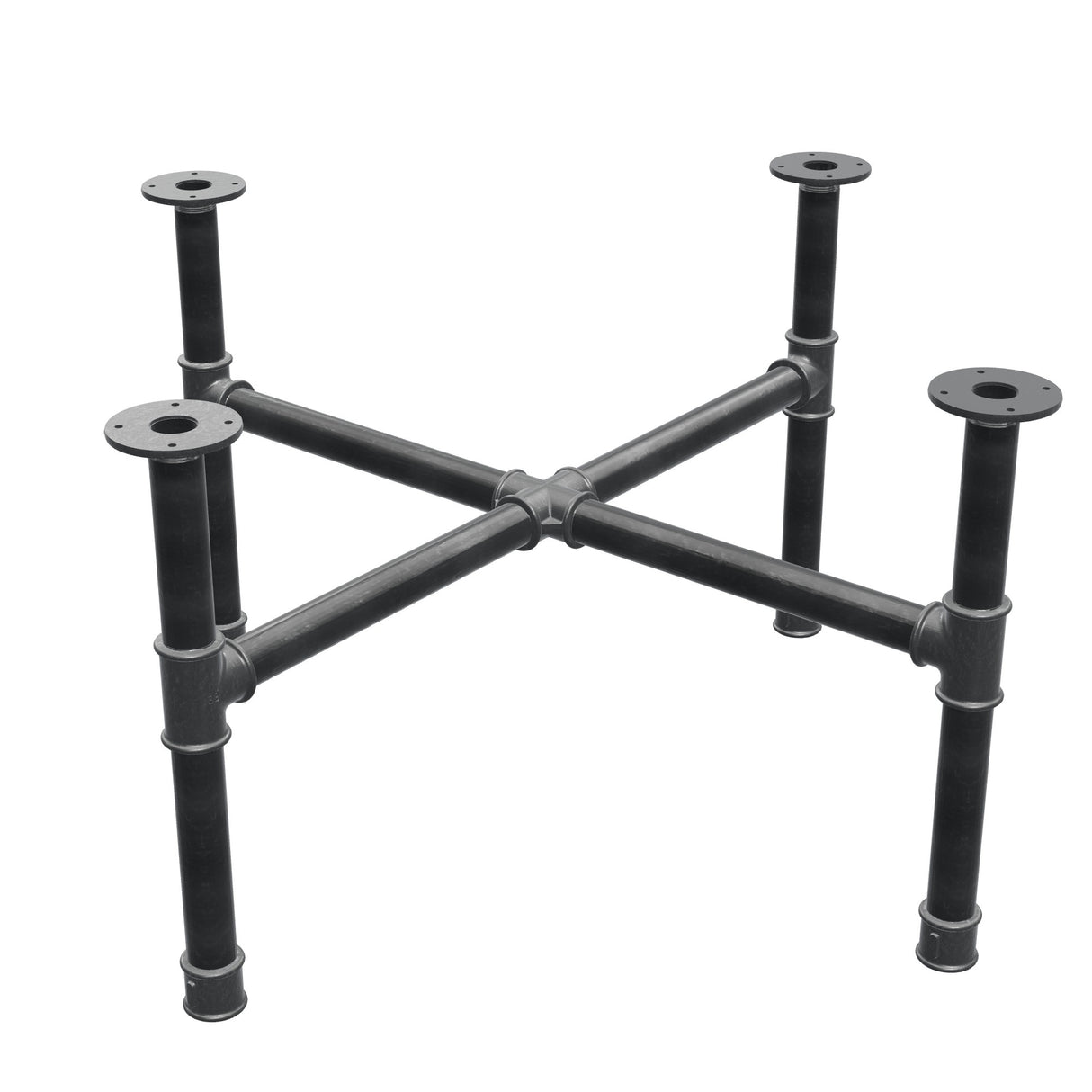 Piètement de table basse, pieds en croix, fonte et acier Ø 42 mm, 101 × 101 cm, hauteur 54 cm