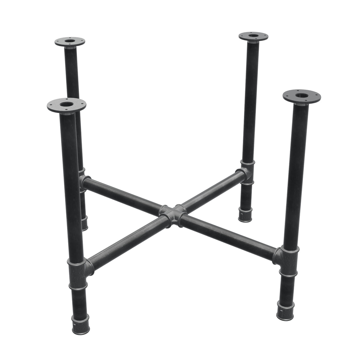 Piètement de table à manger, pieds en croix, fonte et acier Ø 42 mm, 101 × 101 cm, hauteur 74 cm