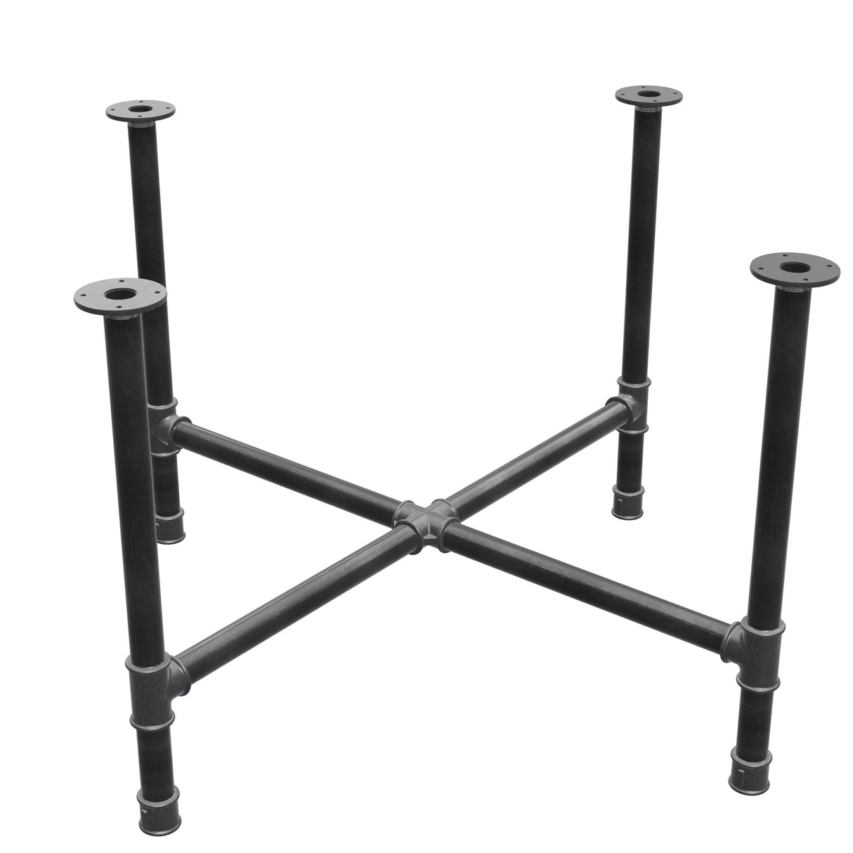 Piètement de table à manger, pieds en croix, fonte et acier Ø 42 mm, 121 × 121 cm, hauteur 74 cm