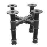 Piètement de table basse, pieds en croix, fonte et acier Ø 42 mm, 41 × 41 cm, hauteur 34 cm