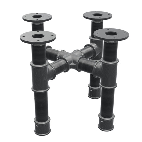 Piètement de table basse, pieds en croix, fonte et acier Ø 42 mm, 41 × 41 cm, hauteur 34 cm