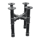 Piètement de table basse, pieds en croix, fonte et acier Ø 42 mm, 41 × 41 cm, hauteur 44 cm