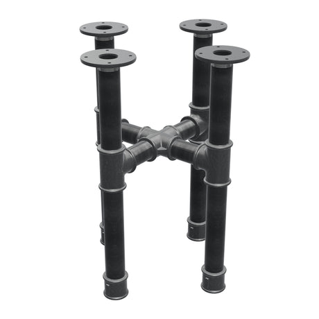 Piètement de table basse, pieds en croix, fonte et acier Ø 42 mm, 41 × 41 cm, hauteur 54 cm