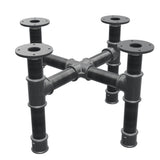 Piètement de table basse, pieds en croix, fonte et acier Ø 42 mm, 51 × 51 cm, hauteur 34 cm