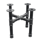 Piètement de table basse, pieds en croix, fonte et acier Ø 42 mm, 51 × 51 cm, hauteur 44 cm