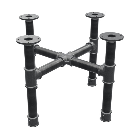 Piètement de table basse, pieds en croix, fonte et acier Ø 42 mm, 61 × 61 cm, hauteur 44 cm