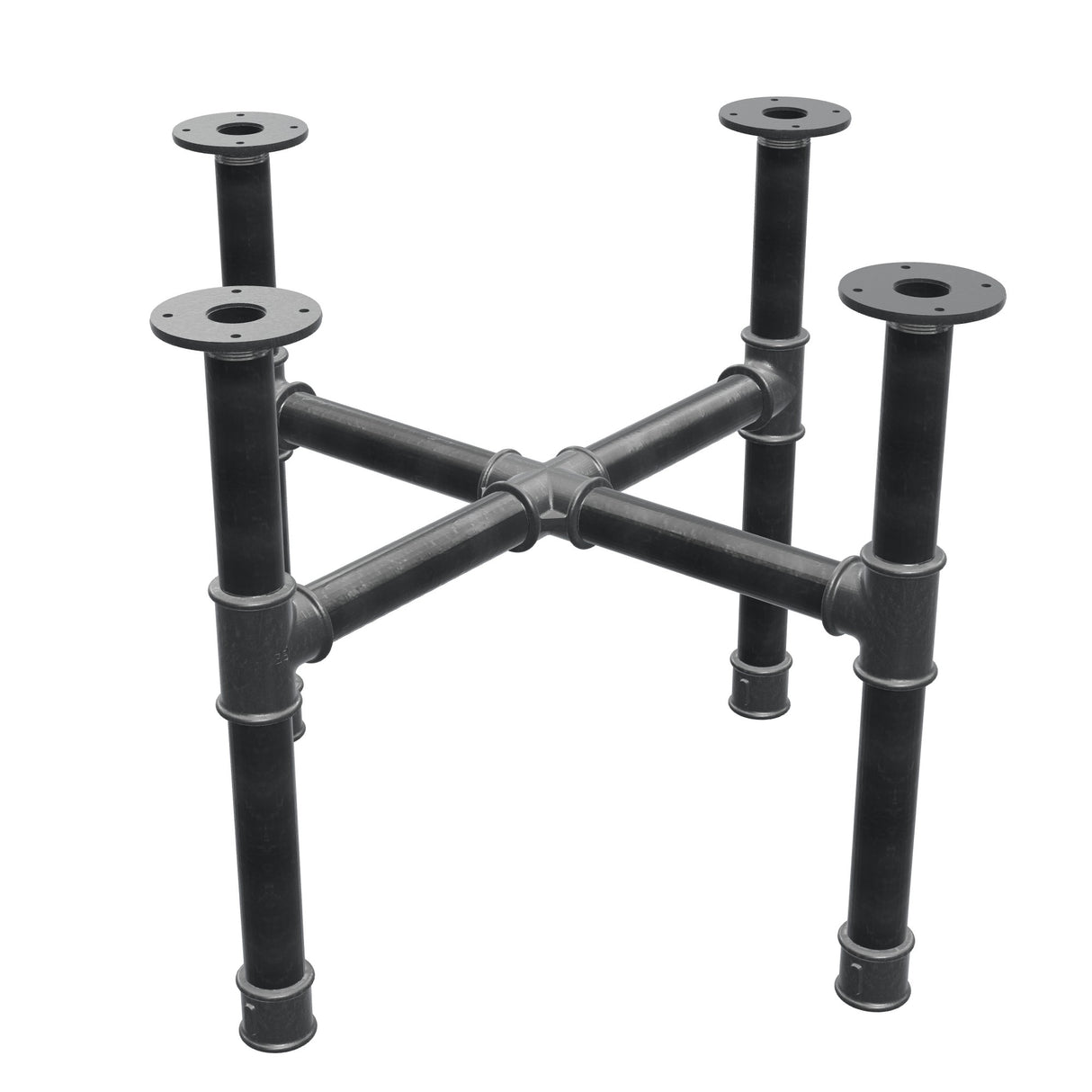 Piètement de table basse, pieds en croix, fonte et acier Ø 42 mm, 71 × 71 cm, hauteur 54 cm