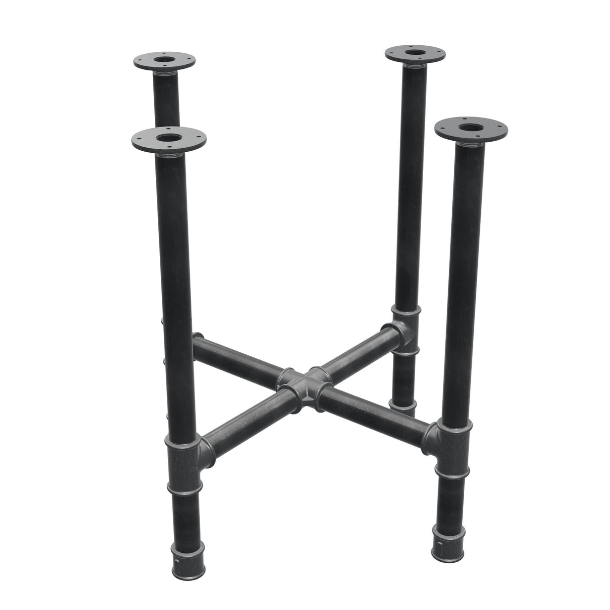 Piètement de table à manger, pieds en croix, fonte et acier Ø 42 mm, 71 × 71 cm, hauteur 74 cm