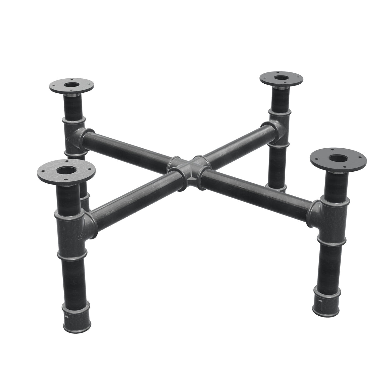 Piètement de table basse, pieds en croix, fonte et acier Ø 42 mm, 81 × 81 cm, hauteur 34 cm