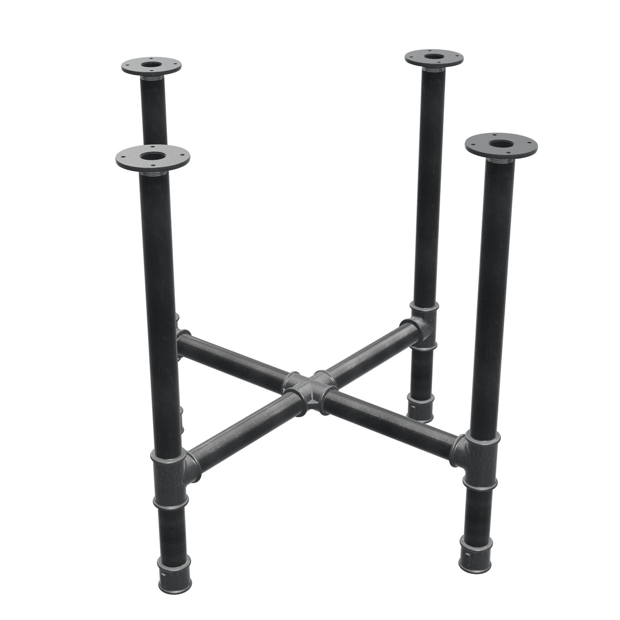 Piètement de table à manger, pieds en croix, fonte et acier Ø 42 mm, 81 × 81 cm, hauteur 74 cm