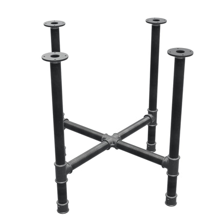 Piètement de table à manger, pieds en croix, fonte et acier Ø 42 mm, 81 × 81 cm, hauteur 74 cm