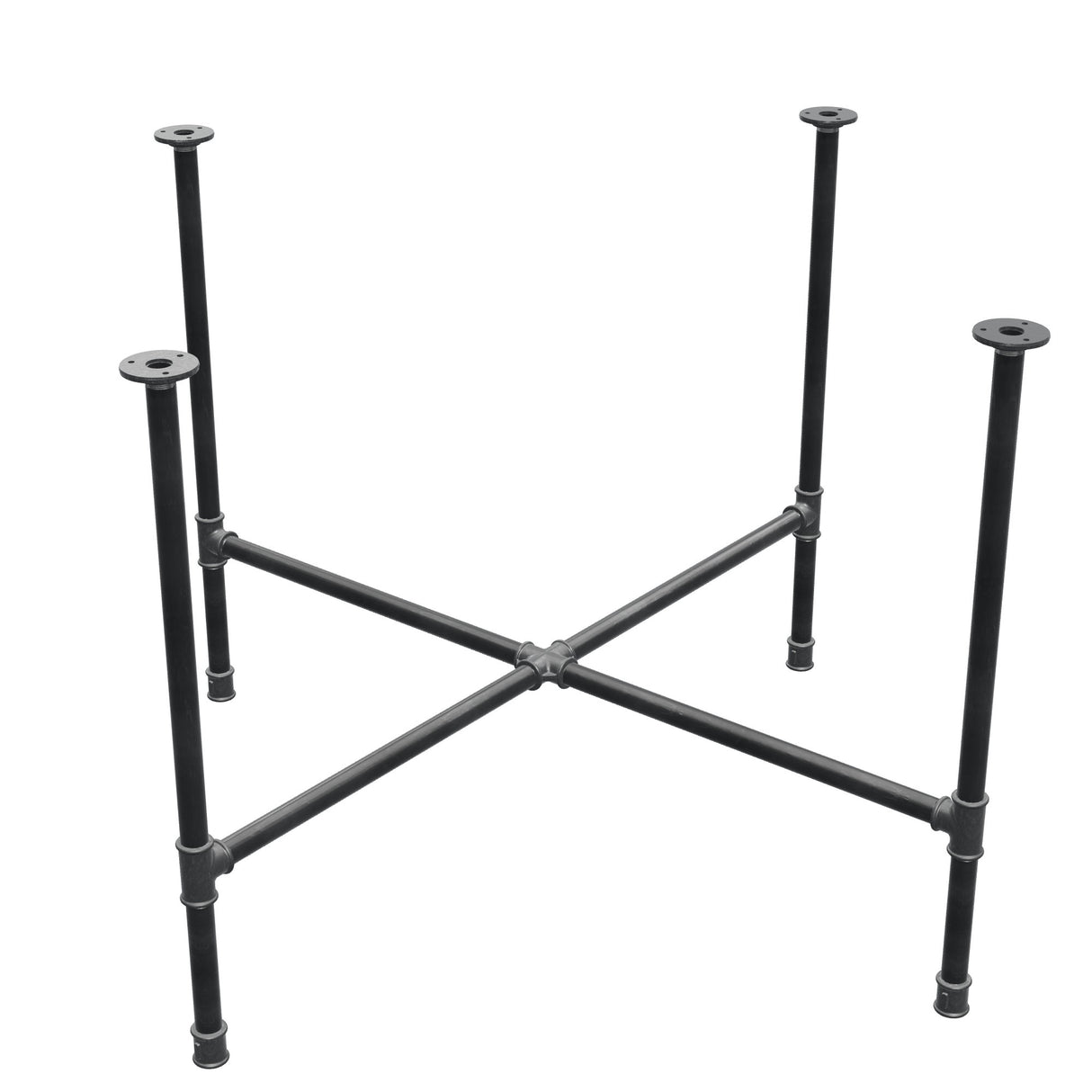 Piètement de table à manger, pieds en croix, fonte et acier Ø 27 mm, 115 × 115 cm, hauteur 74 cm