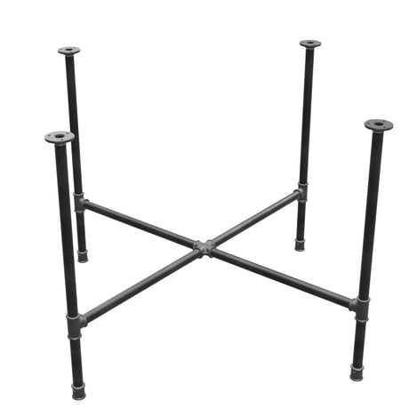 Piètement de table à manger, pieds en croix, fonte et acier Ø 27 mm, 115 × 115 cm, hauteur 74 cm