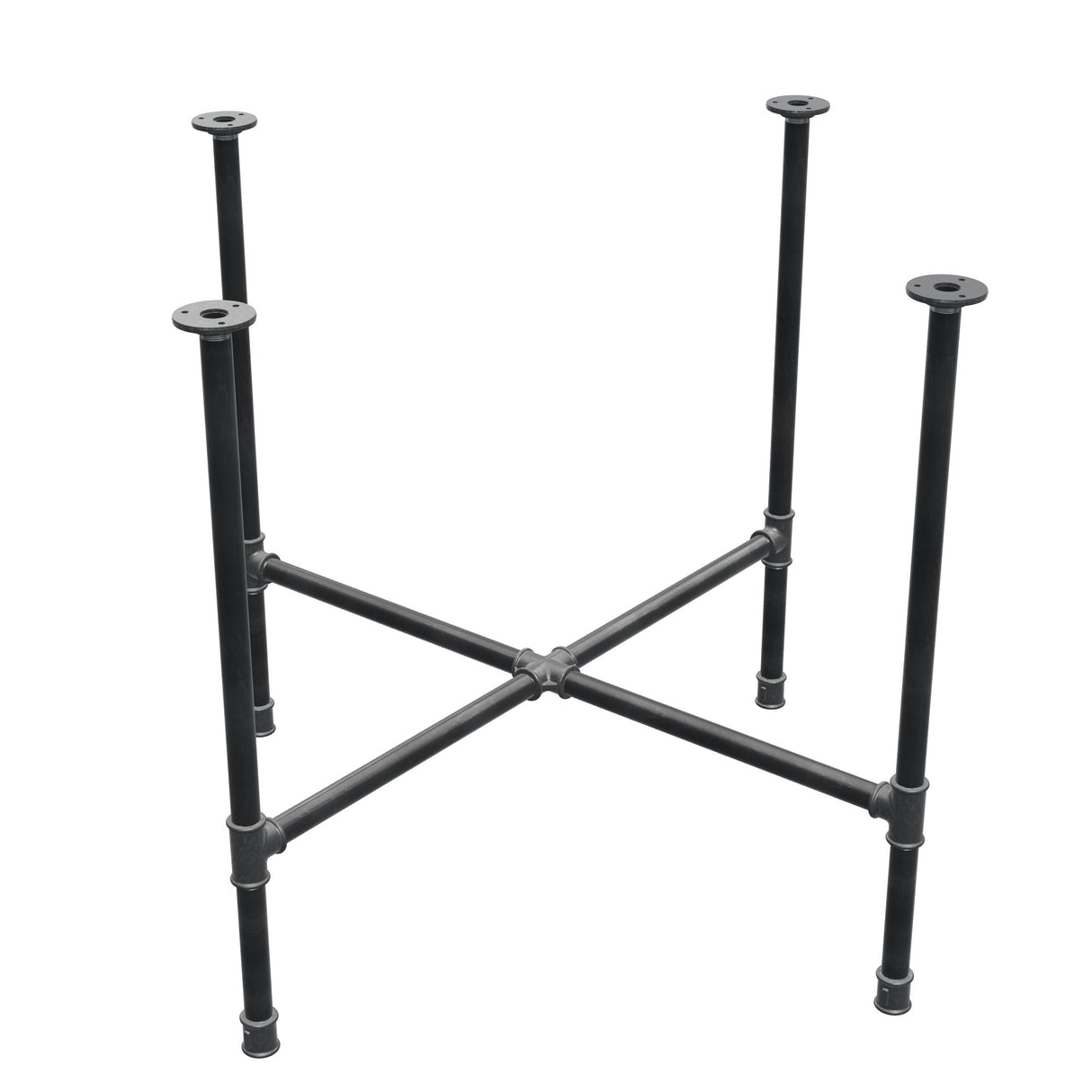 Piètement de table à manger, pieds en croix, fonte et acier Ø 27 mm, 95 × 95 cm, hauteur 74 cm